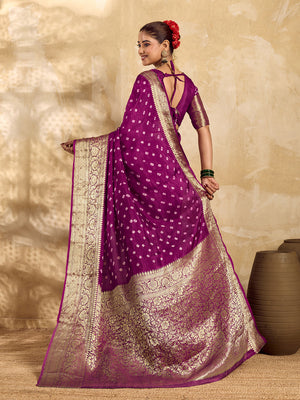 Buy Viscos Silk Bandhani Saree With Zari Border under 2000