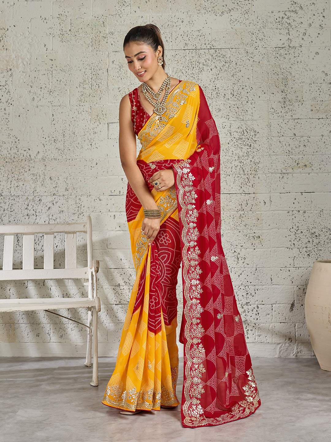 Tanmira Georgette Sarees with Traditional Gotapatti KDN