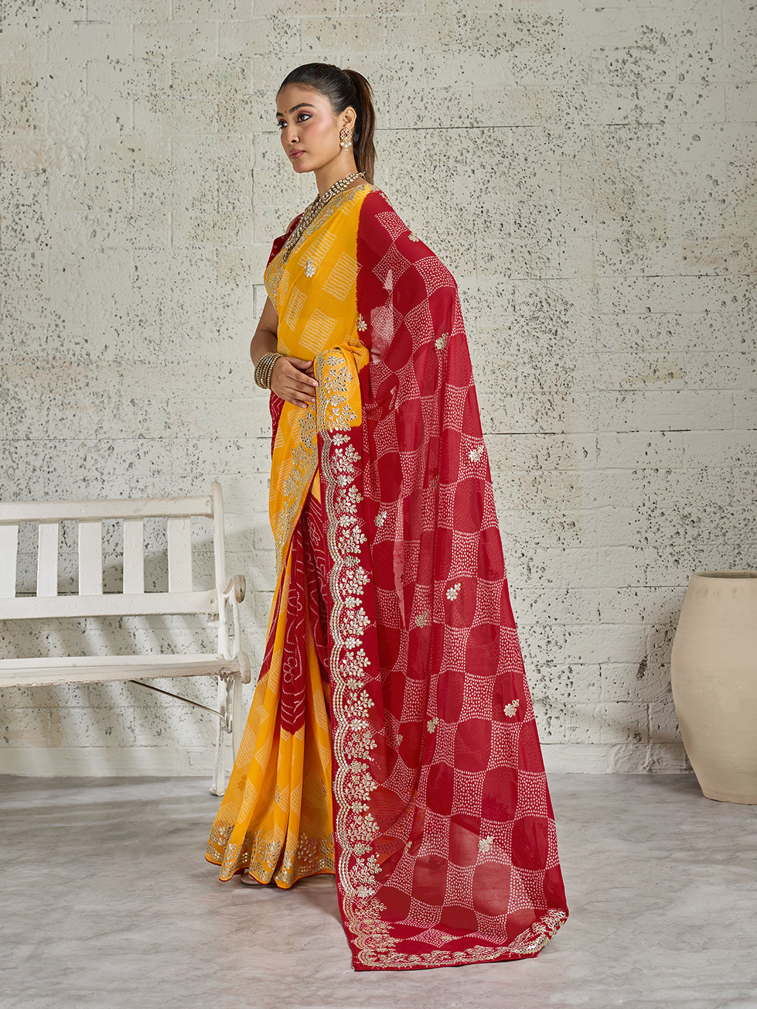 Tanmira Georgette Sarees with Traditional Gotapatti KDN