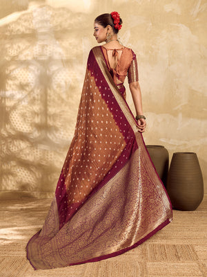 Buy silk saree for festive wear in maroon colour