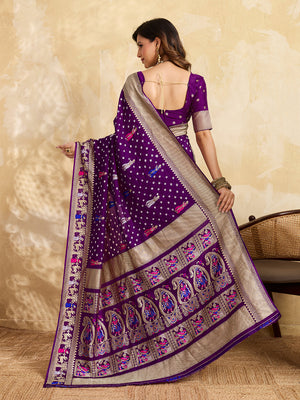 Buy Premium Silk Saree with Beautiful Silver Zari Weaving Tanmira