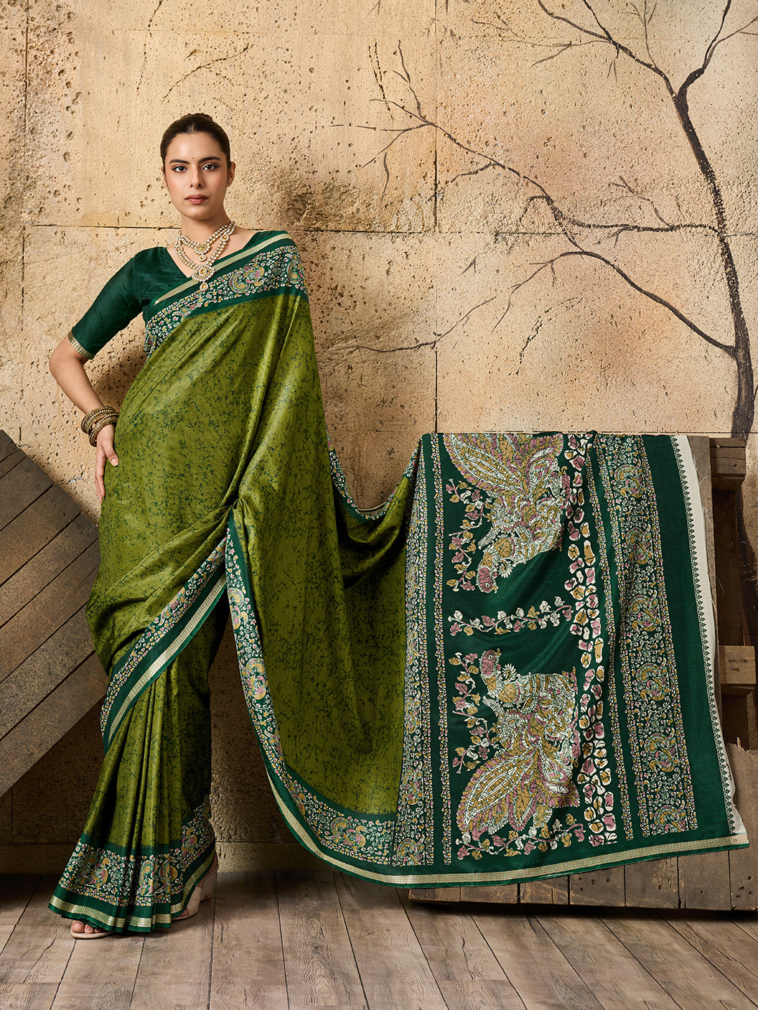 Tanmira New Dola Silk Printed Style With Zari Border Work Saree VJT
