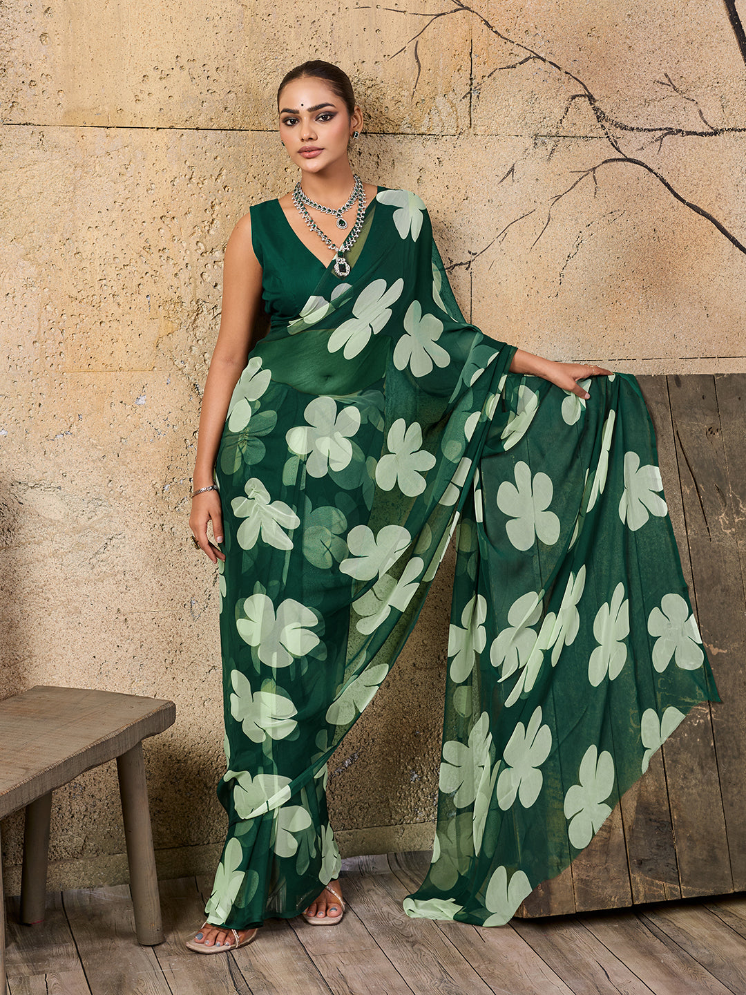 Tanmira Latest New Pure Georgette Flower Printed Style Saree SUN