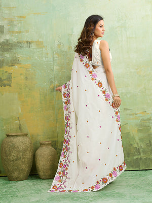 Buy Tussar Silk Saree with Beautiful Embroidery Work Tanmira