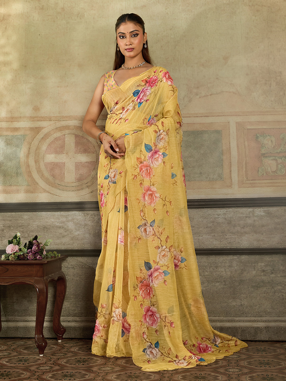 Tanmira New Classic Printed Cotton Silk Saree for Daily Casual Wear STL