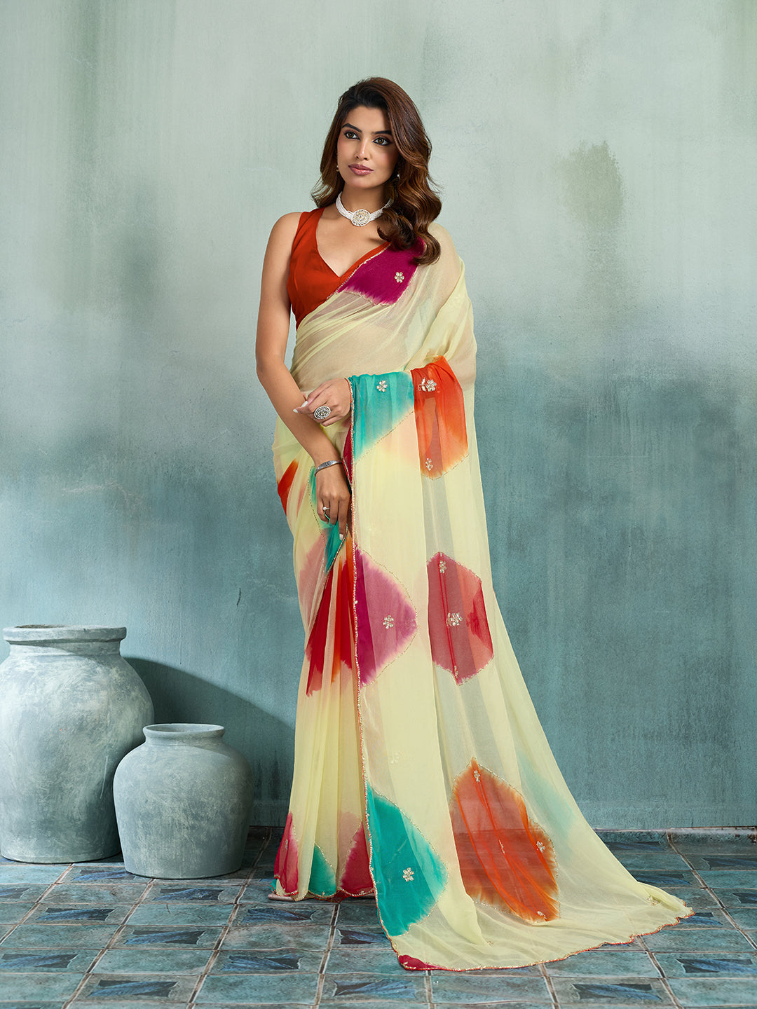 tanmira New Luxury Chiffon Saree with Elegant Cutdana Embellishment Finish SHCR