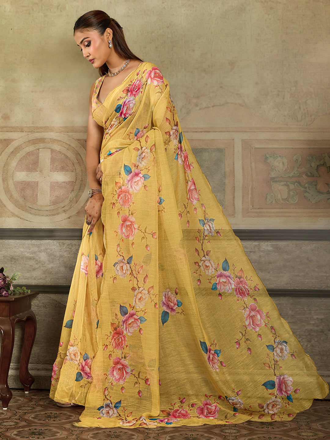 Tanmira New Classic Printed Cotton Silk Saree for Daily Casual Wear STL
