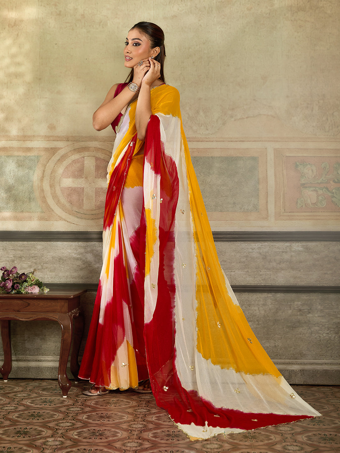 Tanmira New Premium Faag Style Saree with Rich Cutdana Work and Ethnic Elegance SHCR