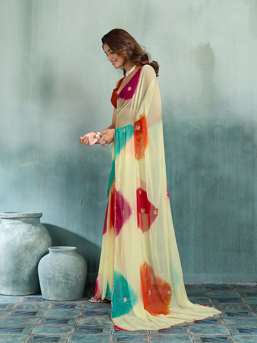 tanmira New Luxury Chiffon Saree with Elegant Cutdana Embellishment Finish SHCR
