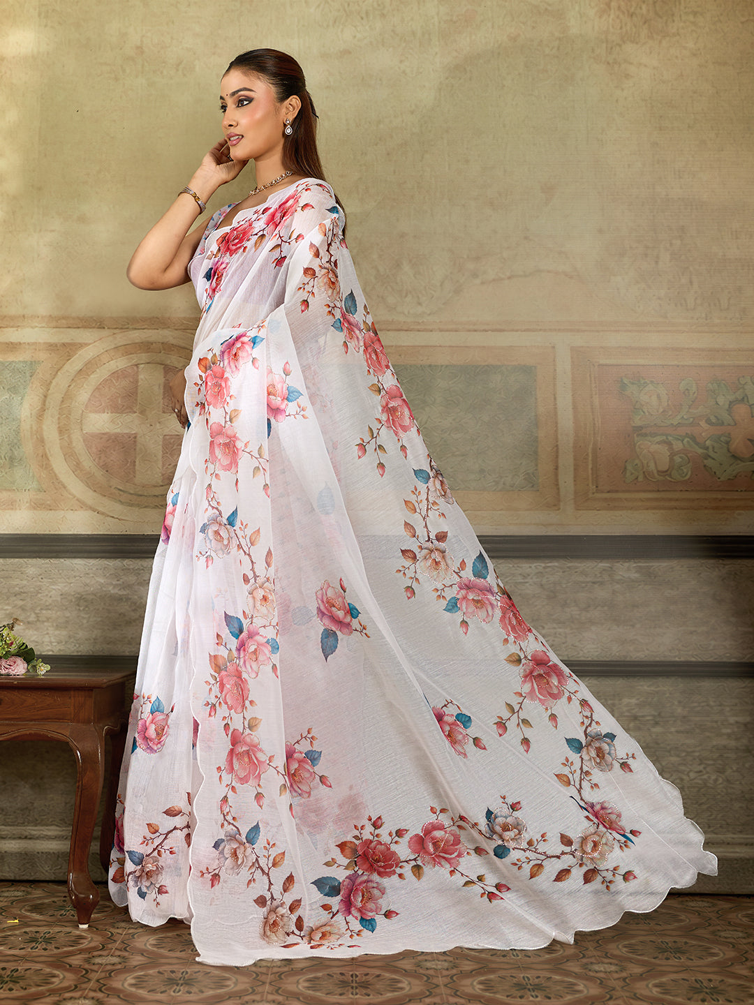 Tanmira New Casual Elegance Cotton Silk Printed Saree with Blouse STL