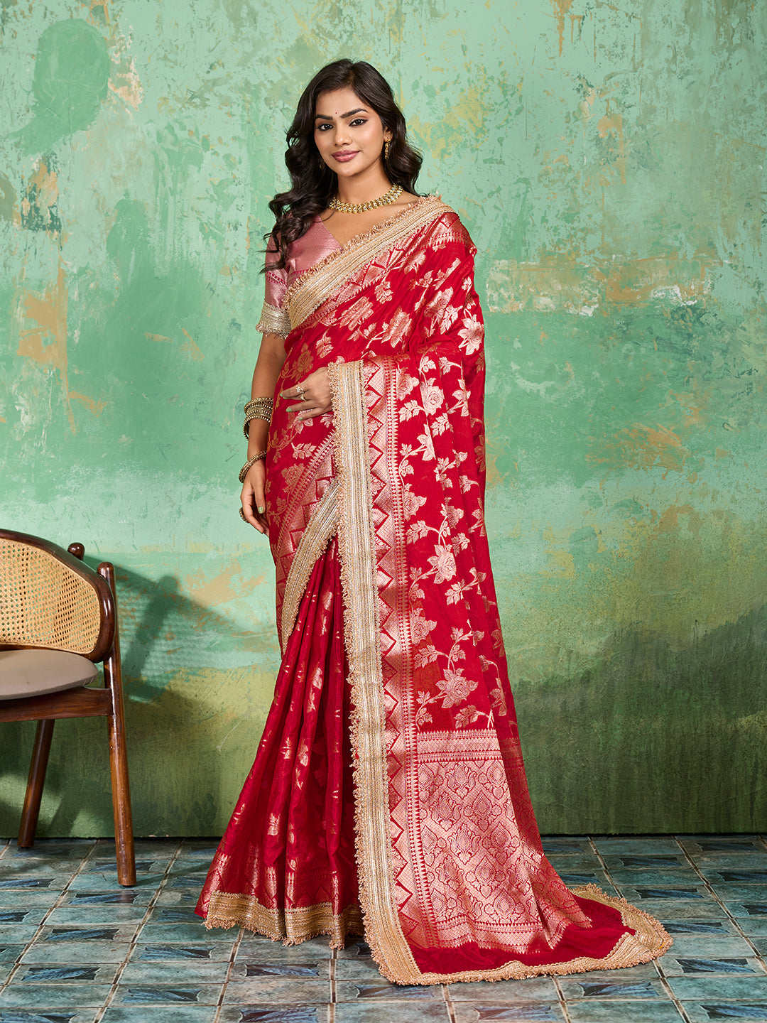 Tanmira Special Tissue silk Banarasi Style With Tari BorderWork Saree AST