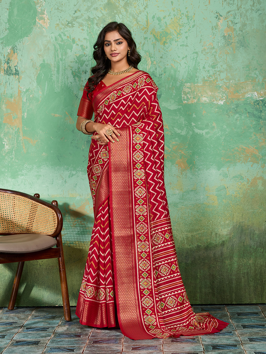 Tanmira New Latest Cotton Silk Printed Style With Daily Wear Red Saree STL