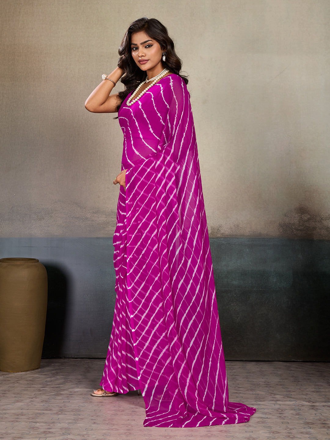 Tanmira New Chiffon Leheriya Style With Casual WearSaree KRN