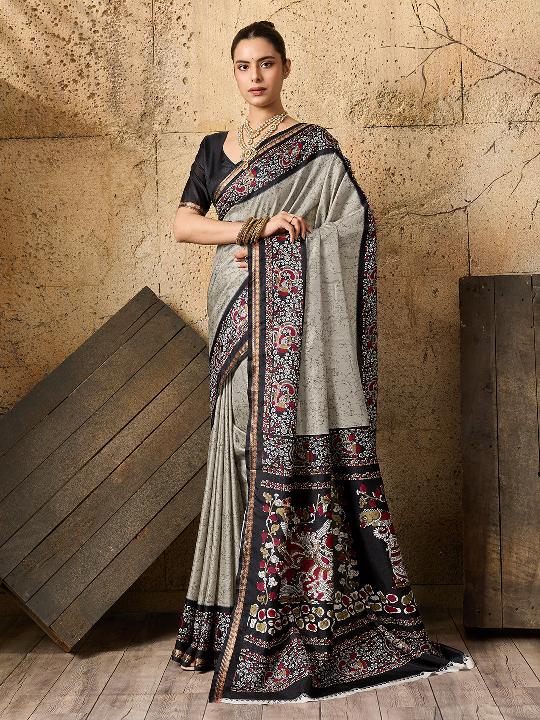 Tanmira New Dola Silk Printed Style With Zari Border Work Saree VJT