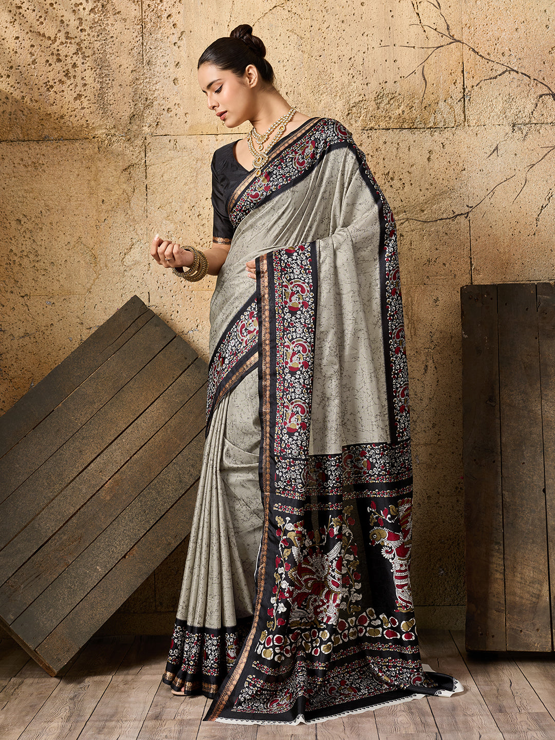 Tanmira New Dola Silk Printed Style With Zari Border Work Saree VJT