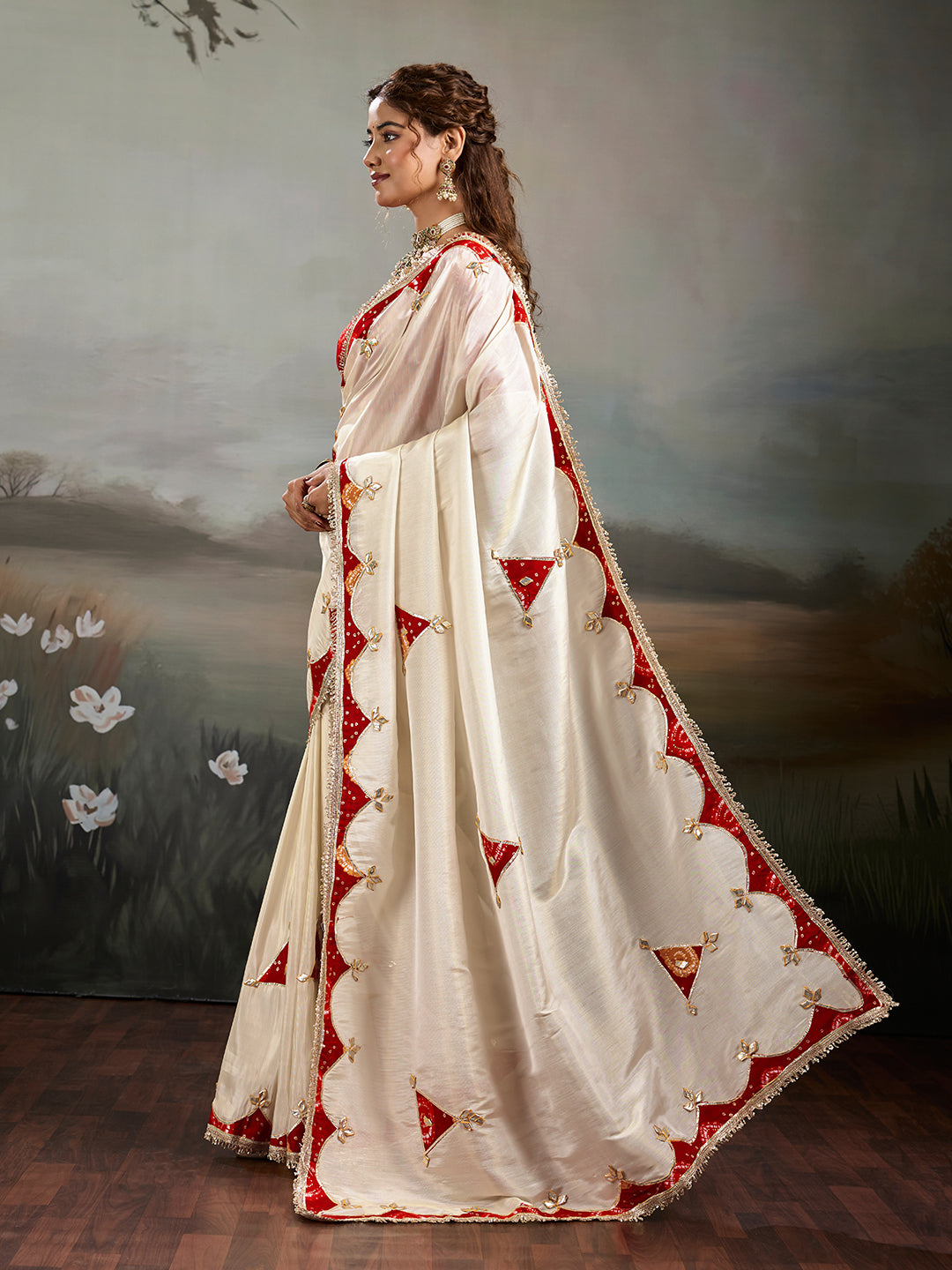 Buy Designer Style Saree With GotaPatti Work Tanmira