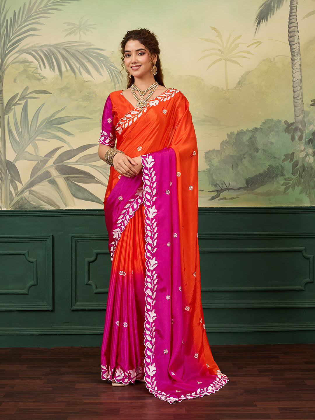 Tanmira New HO silk Bollywood Style With Kashida Work Saree ASH