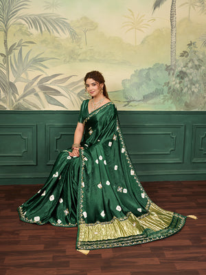 Buy Designer Saree with Handcrafted Cutdana Work Tanmira