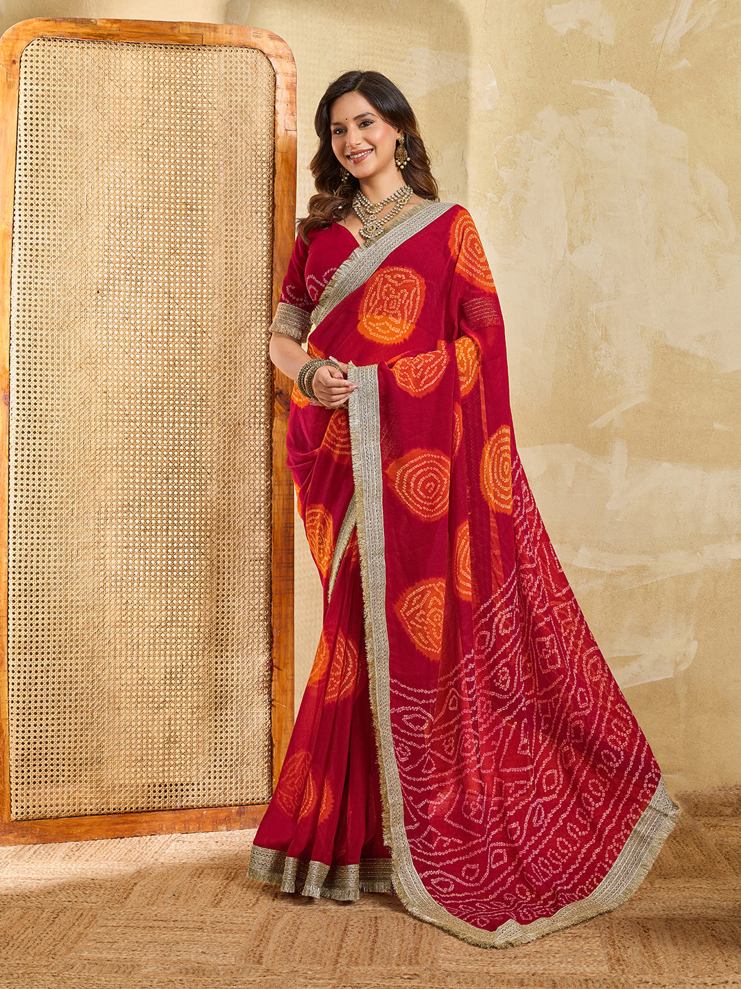 Tanmira Premium Bandhani Style Georgette Saree with Rich Heavy Border KDN