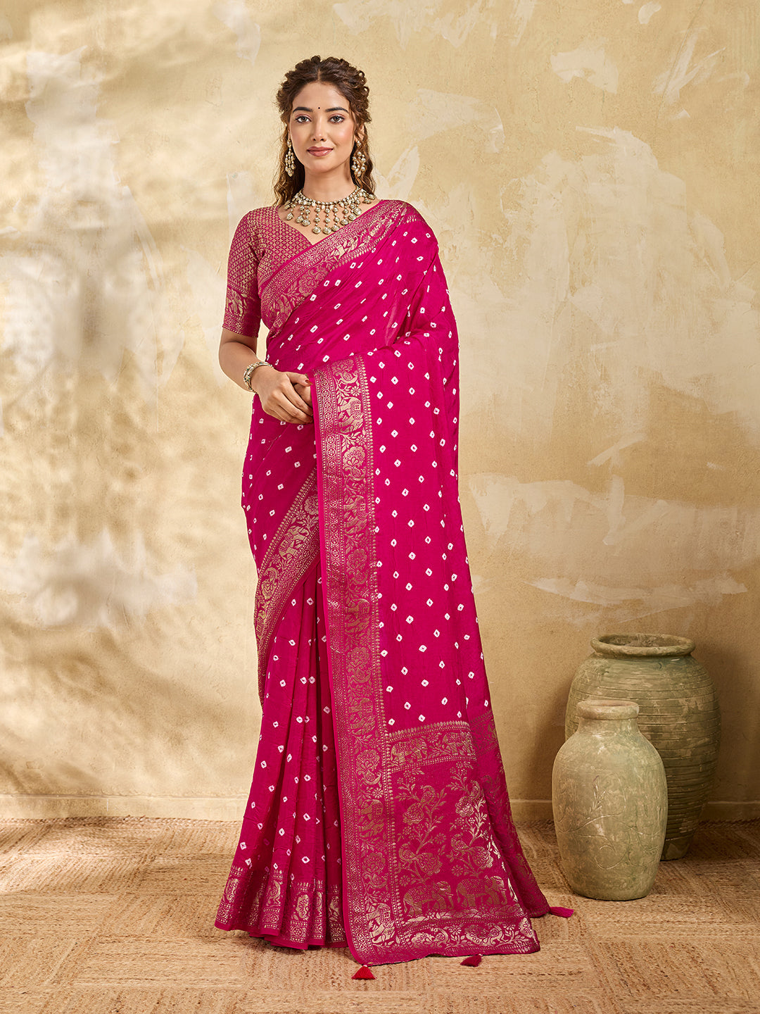 Buy New Elegant Bandhani Saree With Festive Wear Tanmira