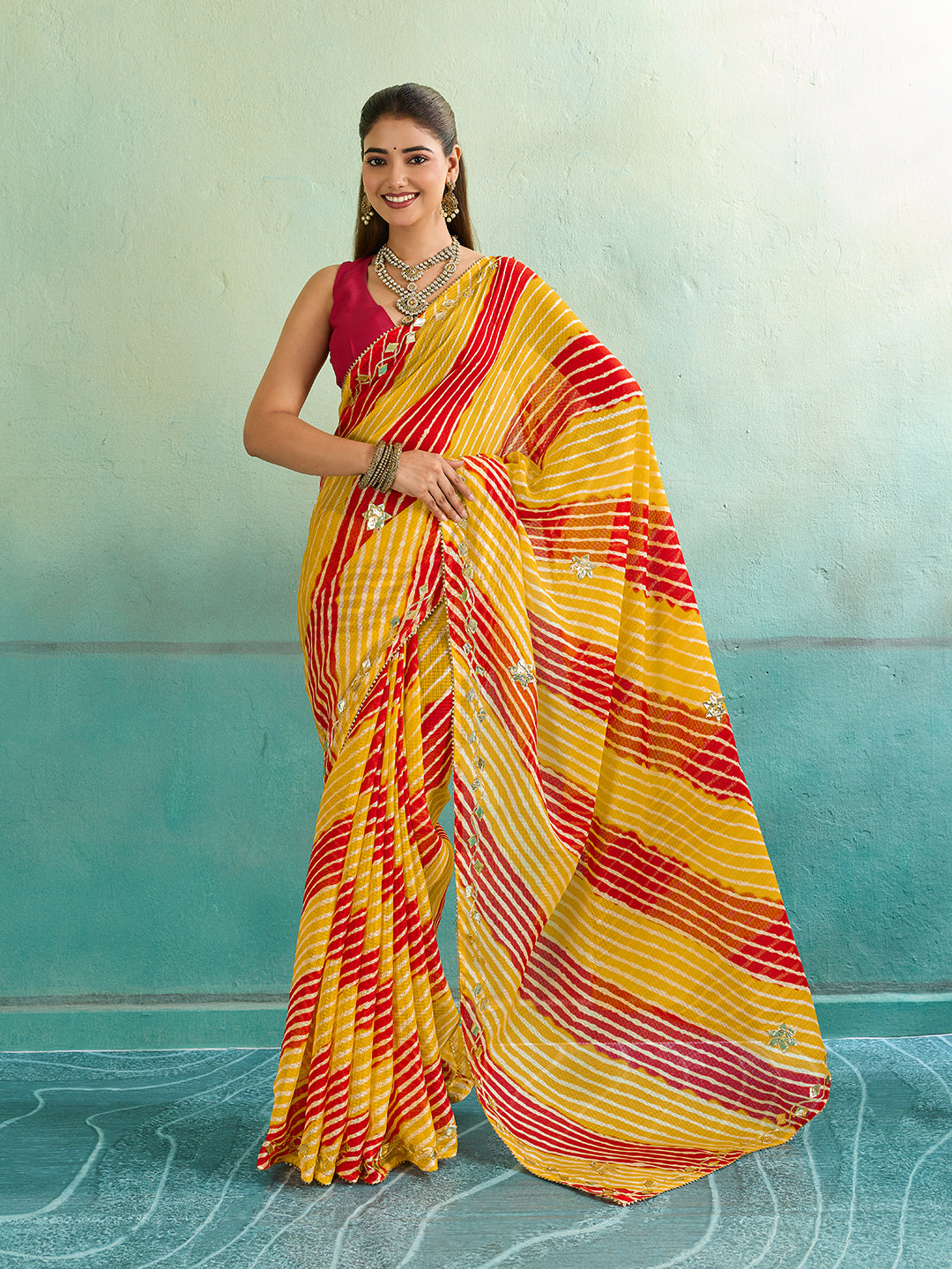 Tanmira New Kota doriya Leheriya Style With Gotapatti Work Saree MHS