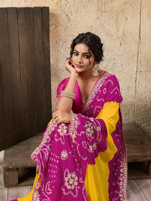 Buy Bandhani Saree With Gota patti Work Tanmira