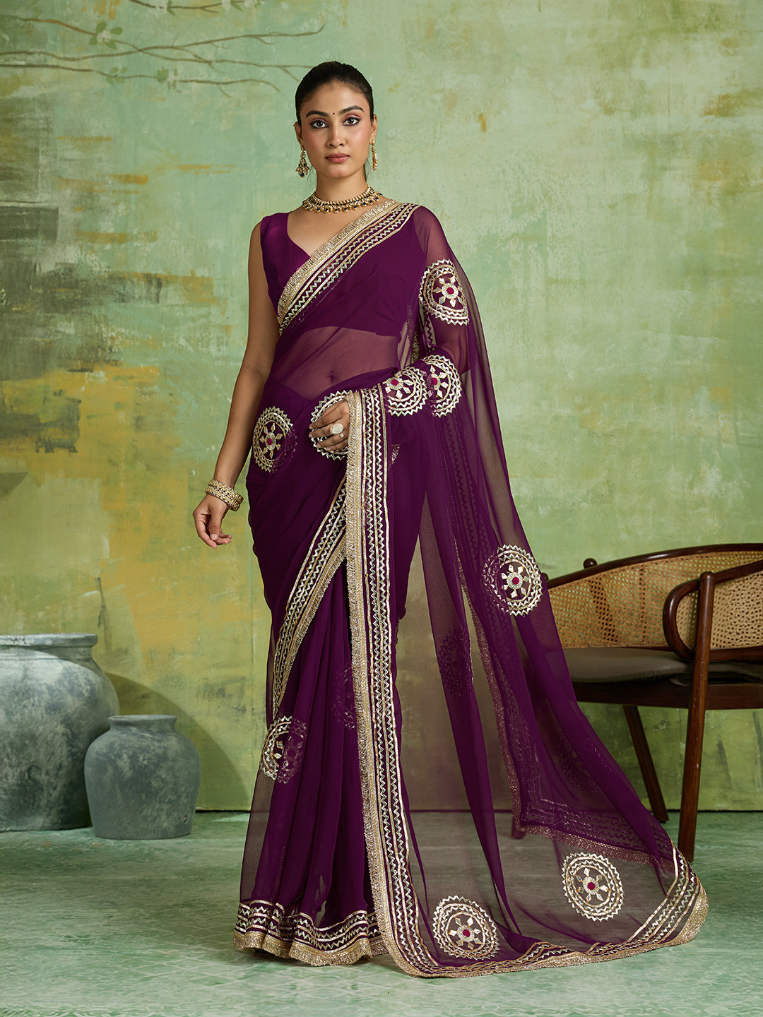 tanmira Premium Georgette Sarees with Elegant Gotapatti MHS
