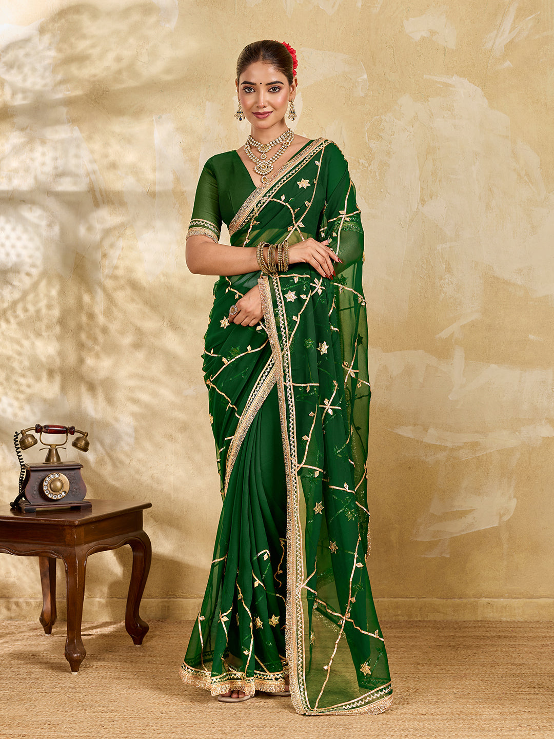 Buy Georgette Saree with Gota patti Work Tanmira