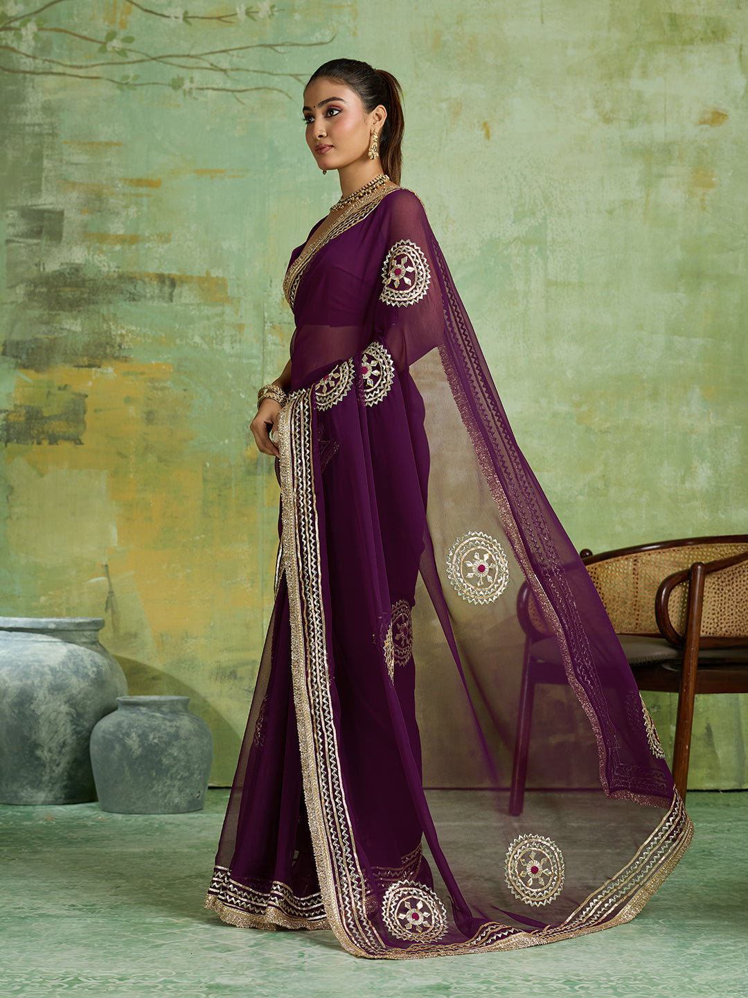 tanmira Premium Georgette Sarees with Elegant Gotapatti MHS