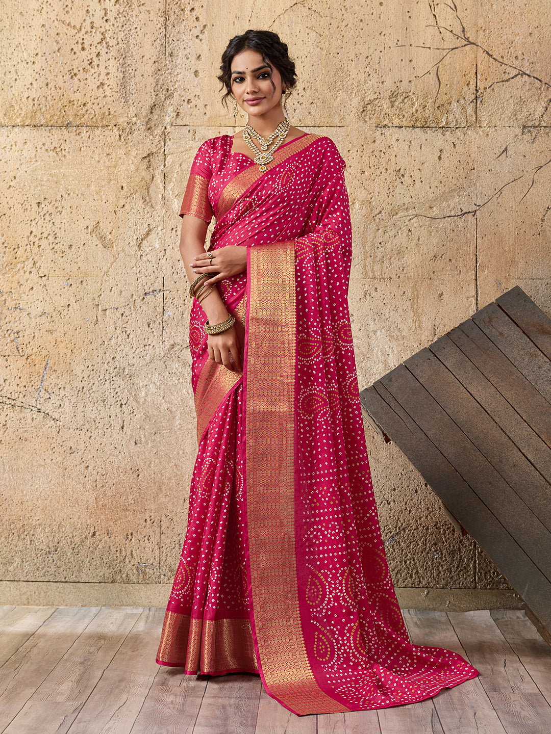 Tanmira New latest Cotton silk Ajrakh style With Ajrakh HandPrint Work Saree STL