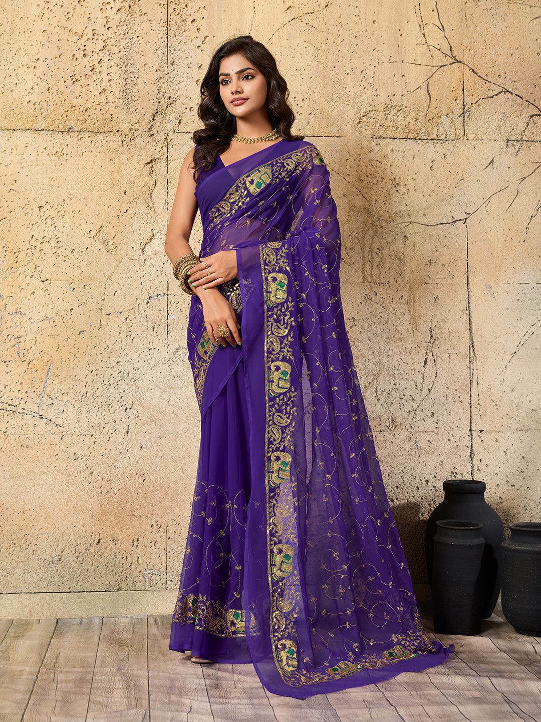 Tanmira New Vibrant Traditional Look with Soft Georgette Saree JAY