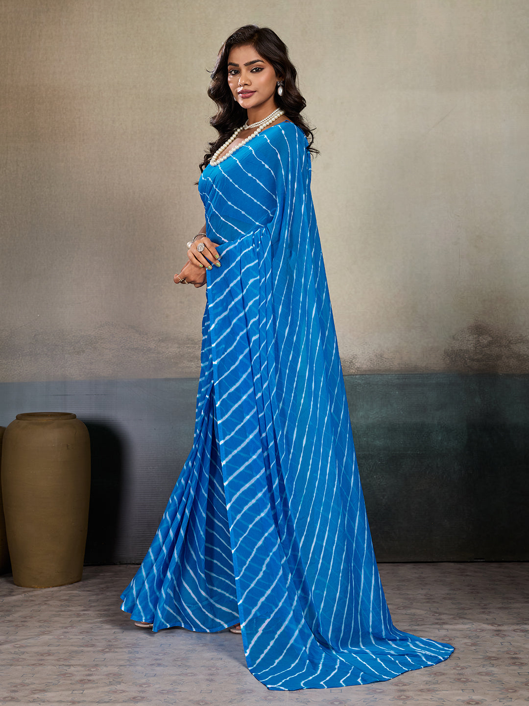 Tanmira Beautiful New Chiffon Leheriya Style With Casual Wear Saree KRN