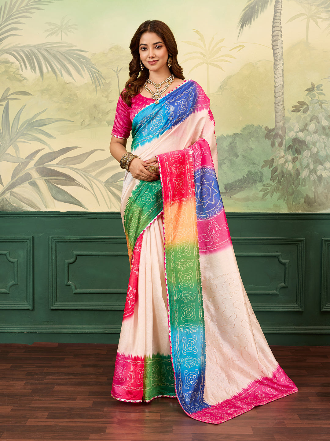 Tanmira New Trendy Jute Silk Bandhani Saree for Daily Wear GAN