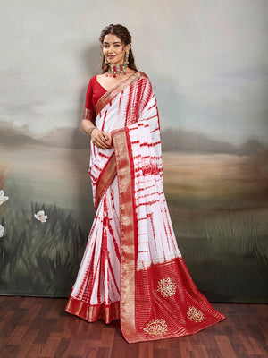 Buy Chiffon Faag Style Saree Whgit Gotapatti Work Tanmira