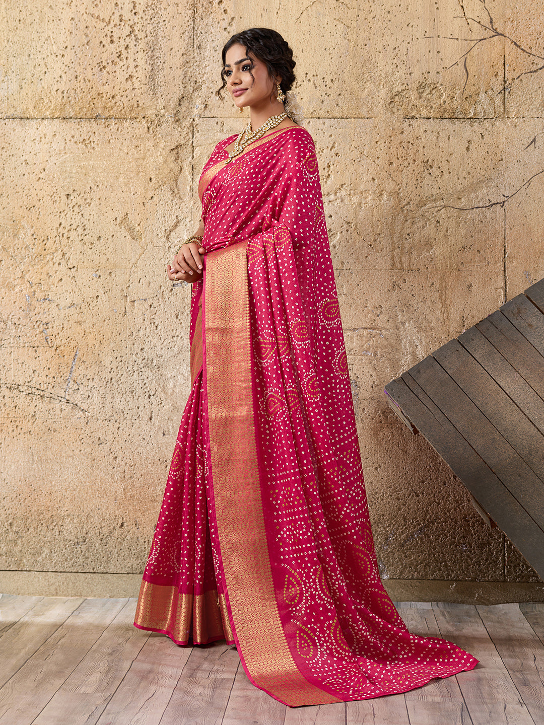 Tanmira New latest Cotton silk Ajrakh style With Ajrakh HandPrint Work Saree STL
