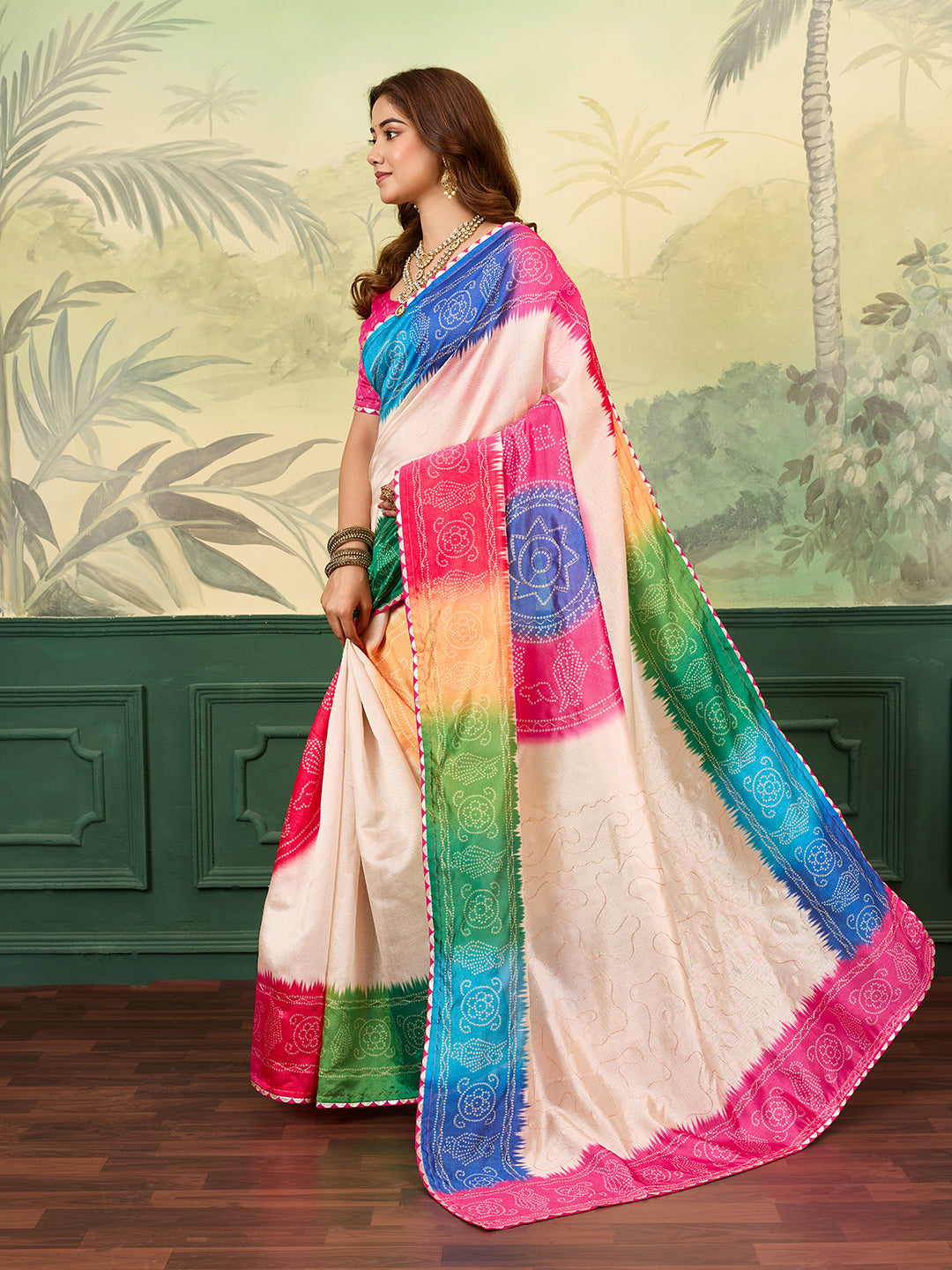 Tanmira New Trendy Jute Silk Bandhani Saree for Daily Wear GAN