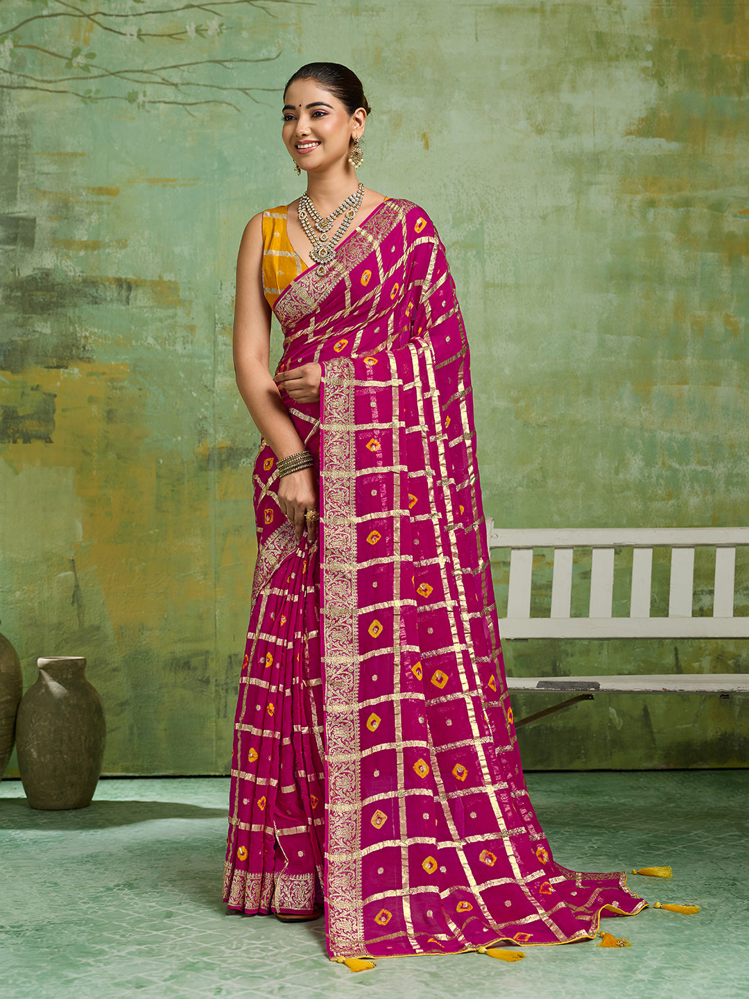 Tanmira Lightweight Casual Georgette Saree in Bandhani Style CHAND