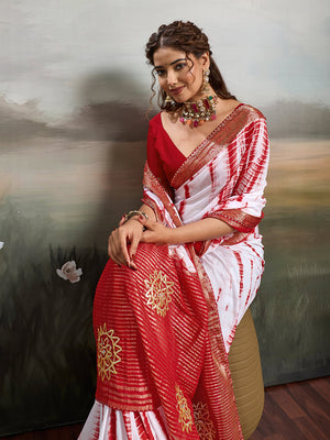 Buy Chiffon Faag Style Saree Whgit Gotapatti Work Tanmira
