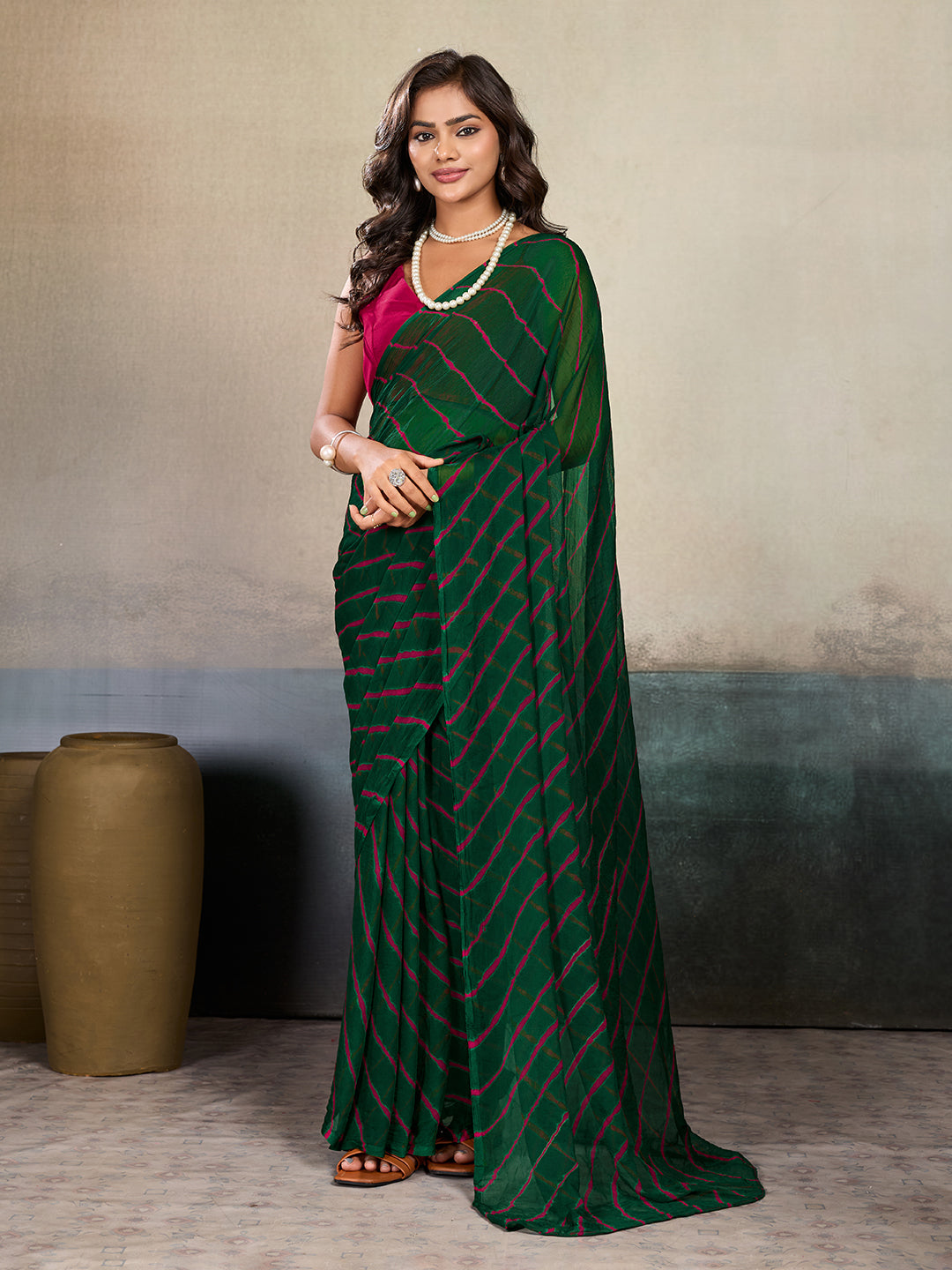 Tanmira New Spiceal Chiffon Leheriya Style With Casual Wear Saree KRN