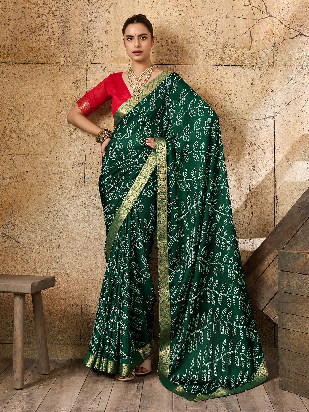 Tanmira New Casual Moss Chiffon Bandhani Style Saree Collection KDN