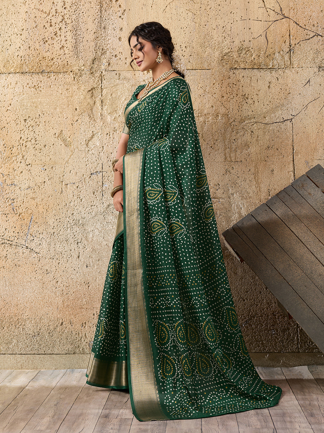 Tanmira New Beautiful Cotton silk Ajrakh style With Ajrakh HandPrint Work Saree STL