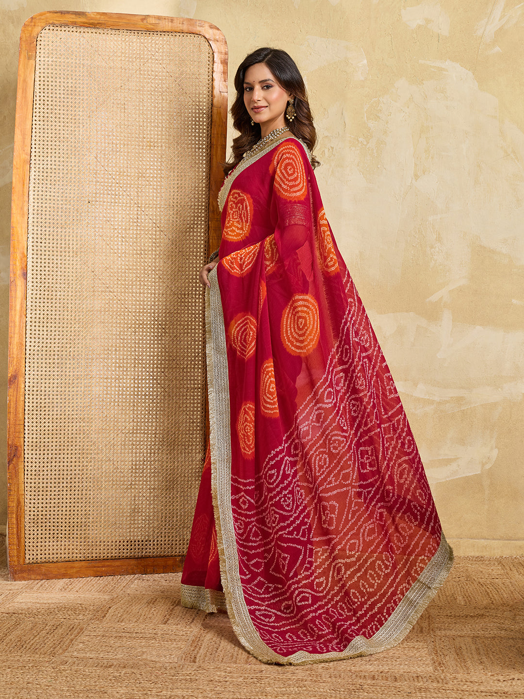 Tanmira Premium Bandhani Style Georgette Saree with Rich Heavy Border KDN