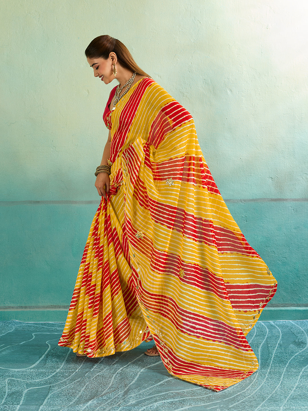 Tanmira New Kota doriya Leheriya Style With Gotapatti Work Saree MHS