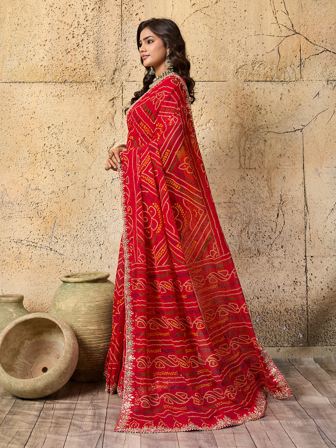 Tanmira New Beautiful Georgette Traditional Style Gotapatti Work Saree PDM