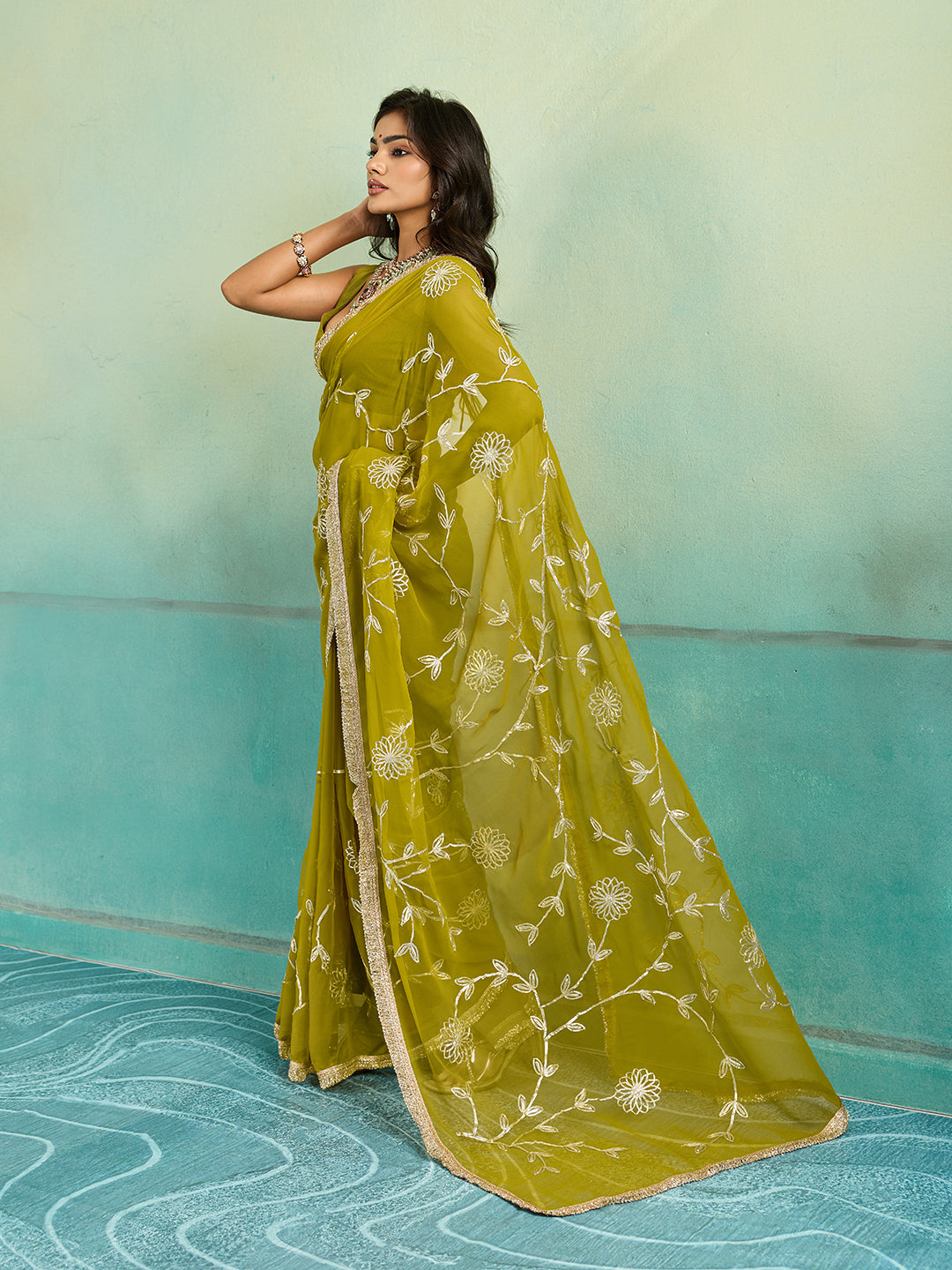 Tanmira New Royal Look Georgette Saree with Handcrafted Gota Patti Work SNL