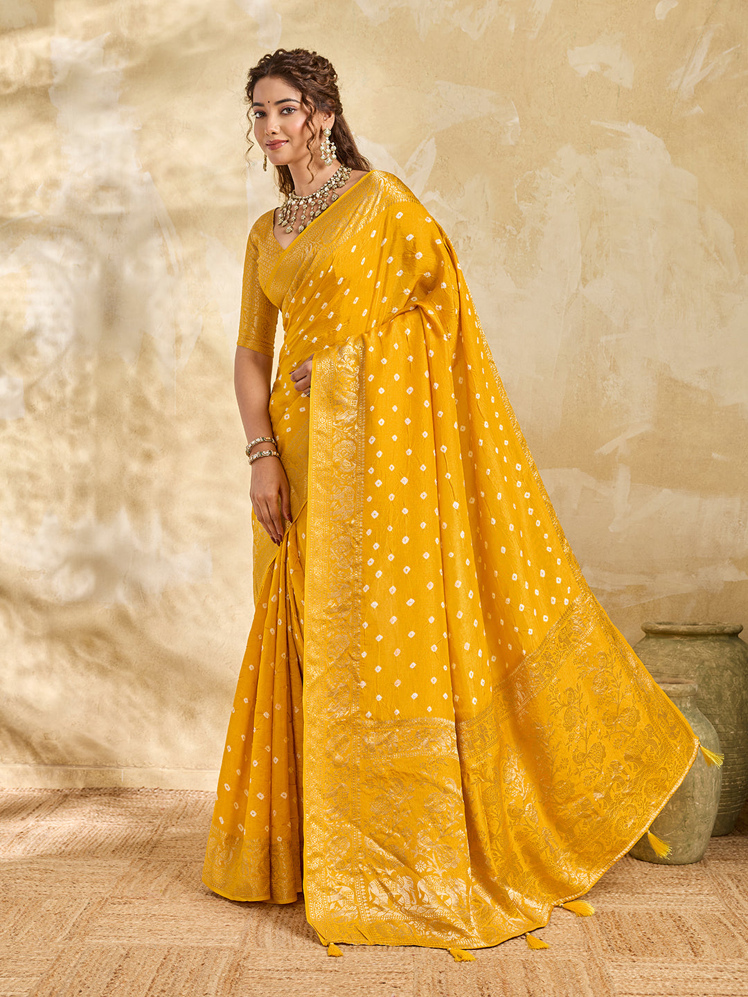 Buy New Elegant Bandhani Saree With Festive Wear Tanmira