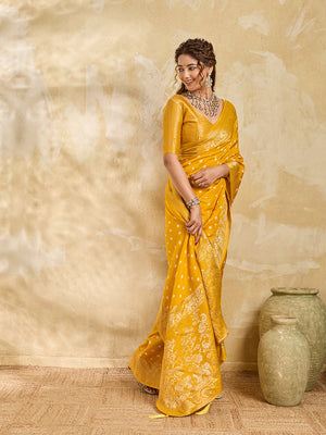 Buy New Elegant Bandhani Saree With Festive Wear Tanmira