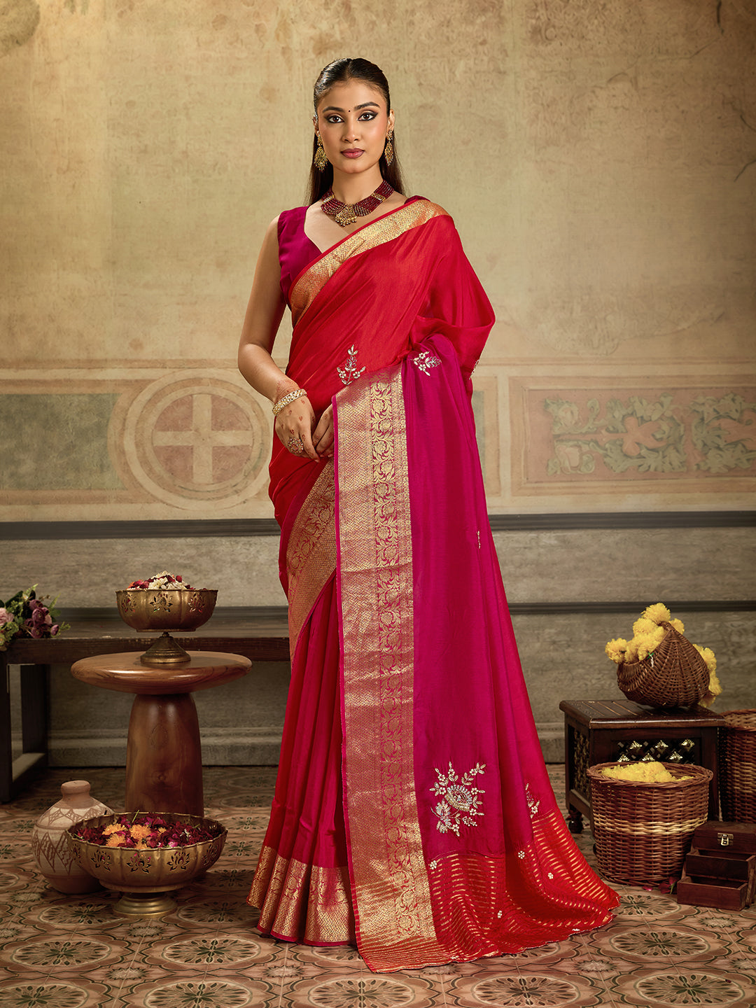 Tanmira New Beautiful H O Silk Banarasi Style With Zardoji Work Saree AMT