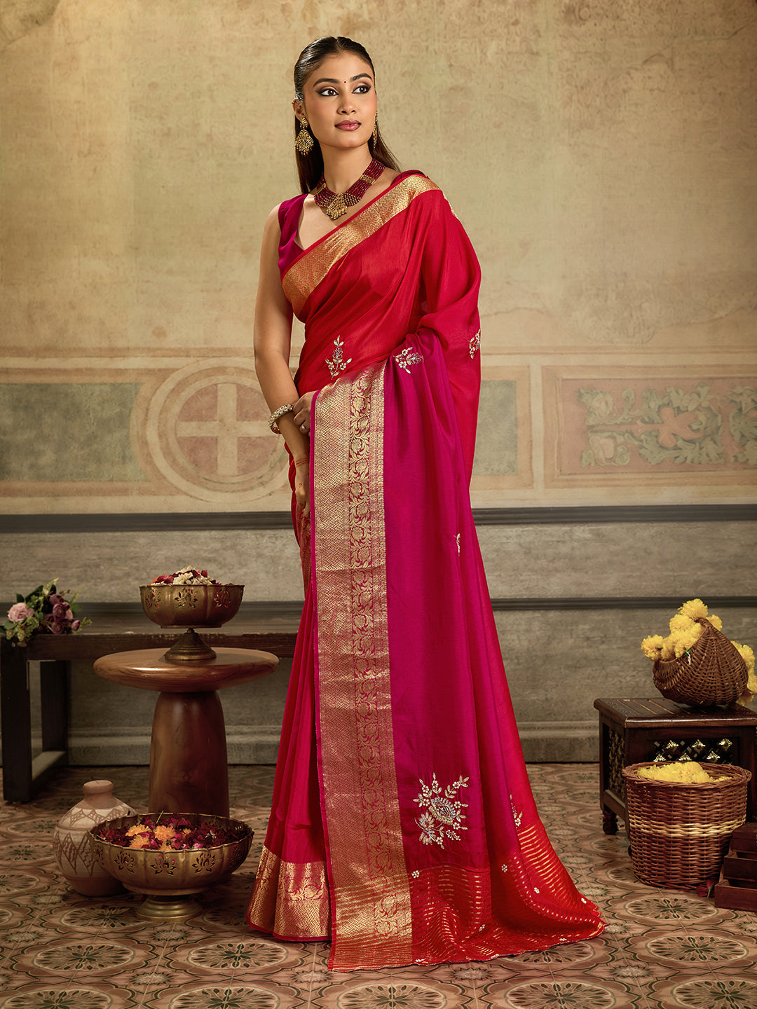 Tanmira New Beautiful H O Silk Banarasi Style With Zardoji Work Saree AMT