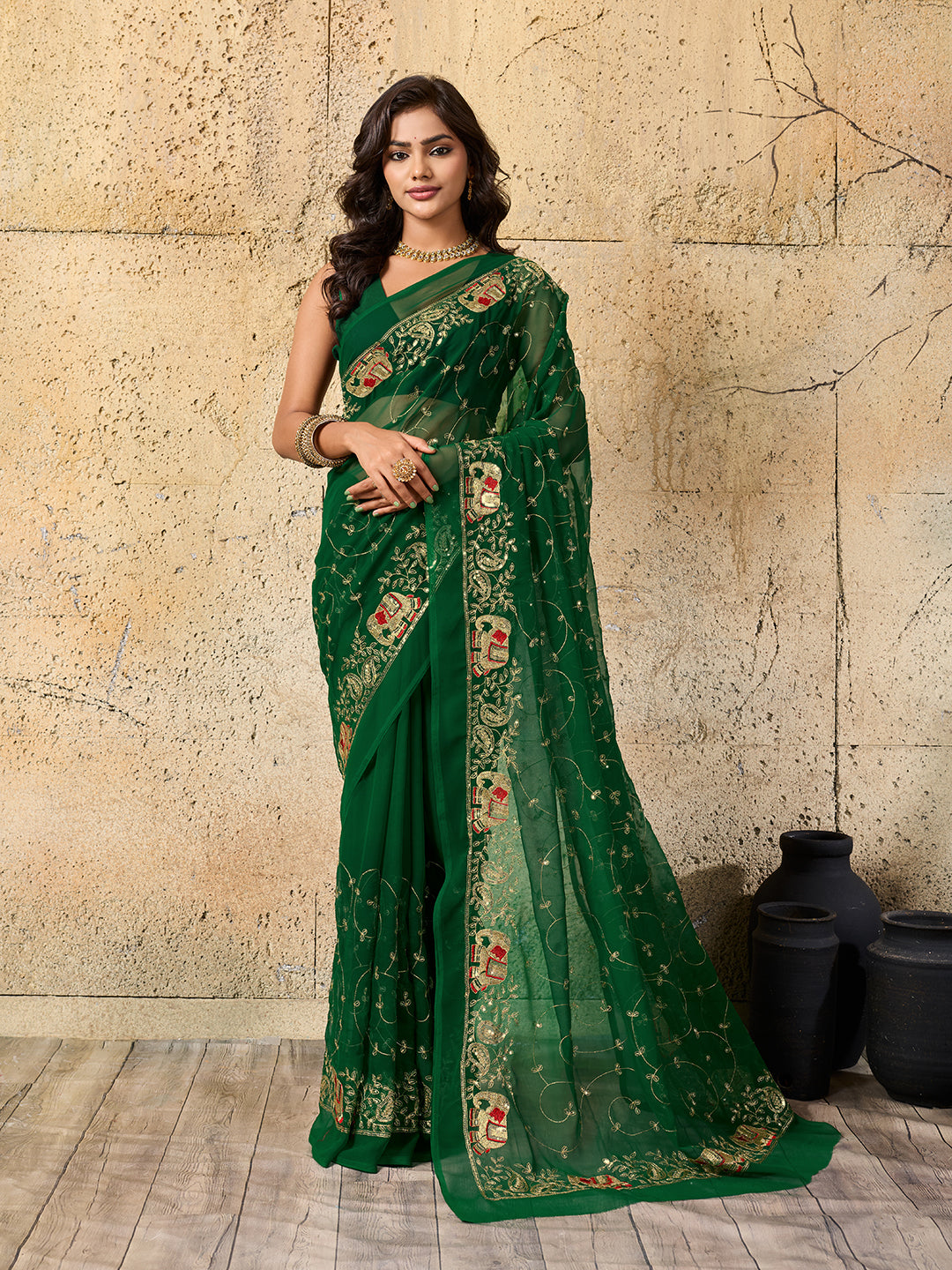Tanmira Cultural Elegance Traditional Georgette Saree for Bridesmaids JAY